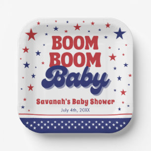 Assiettes En Carton Boom Boom Baby 4 juillet Baby shower patriotique