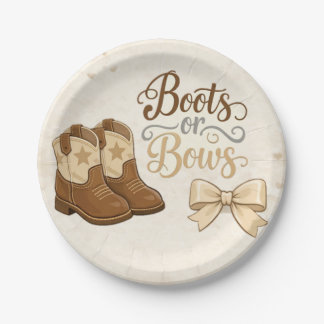 Assiettes En Carton Boots and Bows Gender Reveal Paper Plate