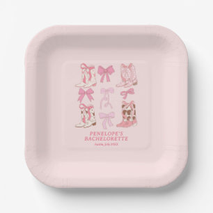 Assiettes En Carton Boots & Bows Pink Cowgirl Bachelorette