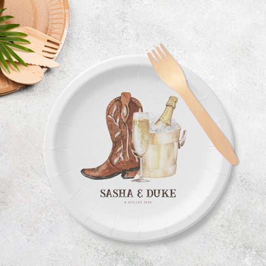 Assiettes En Carton Boots & Bubbly Rustic Western Fête des mariées