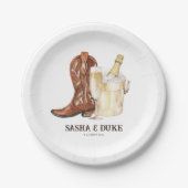 Assiettes En Carton Boots & Bubbly Rustic Western Fête des mariées (Devant)