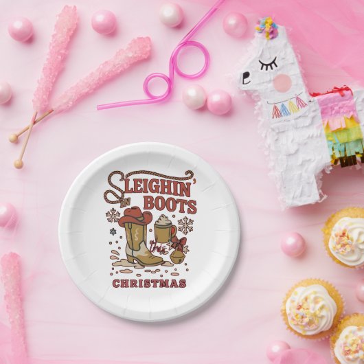 Assiettes En Carton Boots de nuit Ce Noël Drôle West Cowboy (Fête)