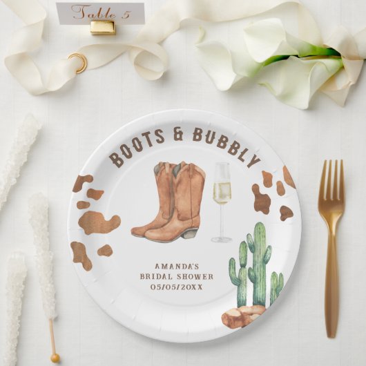Assiettes En Carton Boots Occidentaux et douche bulle (Mariage)