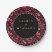 Assiettes En Carton Bordeaux Gothic Paisley Wedding (Devant)