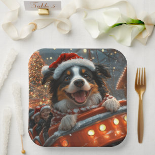 Assiettes En Carton Border Collie Chien Montagnes Russes Noël