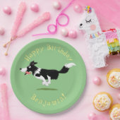 Assiettes En Carton Border Collie chien personnalisées anniversaire de (Fête)