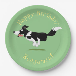 Assiettes En Carton Border Collie chien personnalisées anniversaire de