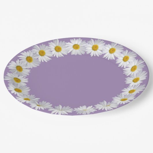 Assiettes En Carton Bordure Basière Blanche Sur Violet (Angle)