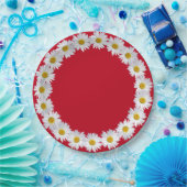 Assiettes En Carton Bordure Bleue Bleue Sur Rouge (Fête)