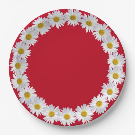 Assiettes En Carton Bordure Bleue Bleue Sur Rouge (Devant)