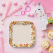 Assiettes En Carton Bordure Brown rouge et orange (Fête)