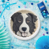 Assiettes En Carton Bordure Collie Chien 3D inspiré (Fête)