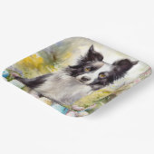 Assiettes En Carton Bordure Collie Chien avec Oeufs de Pâques Fête (Angulaire)