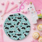Assiettes En Carton Bordure Collie et Empreinte de patte (Fête)