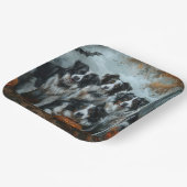 Assiettes En Carton Bordure Collie Halloween nuit Chien ravir (Angulaire)