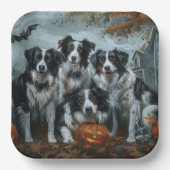 Assiettes En Carton Bordure Collie Halloween nuit Chien ravir (Recto)