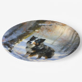 Assiettes En Carton Bordure Collie Laisser neiger Noël (Angle)