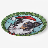 Assiettes En Carton Bordure Collie Vitrail Noël (Angle)