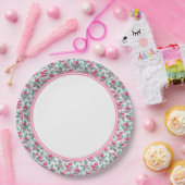 Assiettes En Carton Bordure de Flamant rose rose (Fête)