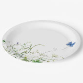 Assiettes En Carton Bordure fleur sauvage avec papillon bleu (Angle)