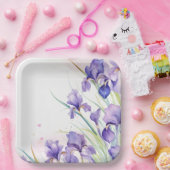 Assiettes En Carton Bordure Iris Violet En Blanc (Fête)