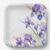 Assiettes En Carton Bordure Iris Violet En Blanc (Recto)
