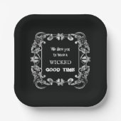 Assiettes En Carton Bordure orange Halloween noir (Recto)
