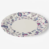 Assiettes En Carton Bordure rose et marine Paisley (Angle)