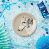 Assiettes En Carton Borzoi (Argent Brindle) Peinture Chien Art origina (Fête)
