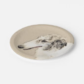 Assiettes En Carton Borzoi (Argent Brindle) Peinture Chien Art origina (Angle)