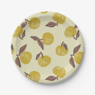 Assiettes En Carton Bosquet de Citron - Fruits et Feuilles Rustiques a