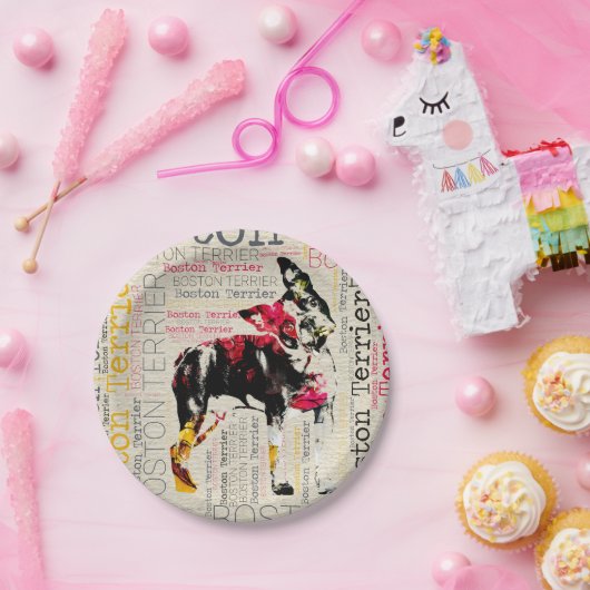 Assiettes En Carton Boston adorable Terrier (Fête)