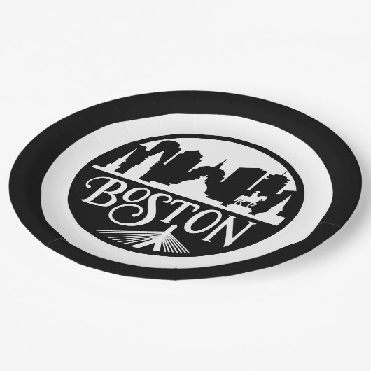 Assiettes En Carton Boston Skyline (Angle)