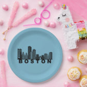 Assiettes En Carton Boston Skyline Silhouette (Fête)