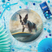 Assiettes En Carton Boston Terrier Beach Surfing Peinture (Fête)