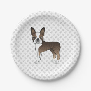 Assiettes En Carton Boston Terrier Bringé Chien de Dessin Animé Mignon