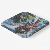 Assiettes En Carton Boston Terrier Dog équitation moto Noël (Angulaire)