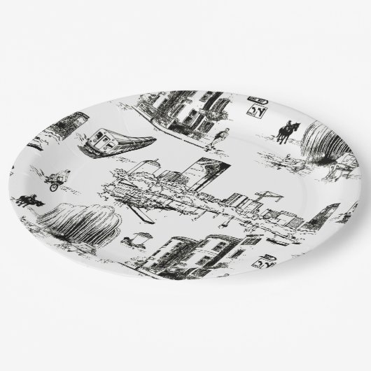 Assiettes En Carton Boston Toile (Angle)