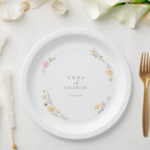 Assiettes En Carton Botanical Boho flowers Script wedding