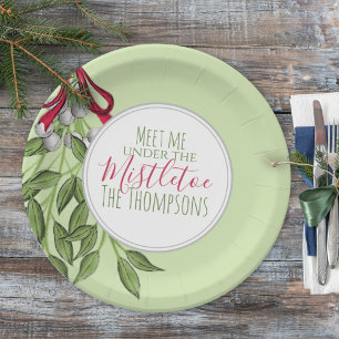 Assiettes En Carton Botanical Holiday Greenery Christmas Personalized
