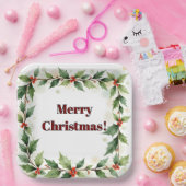 Assiettes En Carton Botanical Merry Christmas  (Fête)