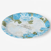 Assiettes En Carton Botanique Bébé Bleu Design Floral (Angle)