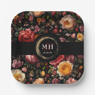 Assiettes En Carton Botanique Floral Hollandais Baroque Mariage Monogr