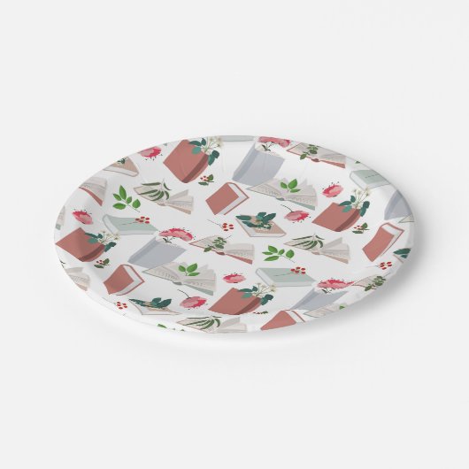 Assiettes En Carton Botanique Livres & Bibliothèque Motif de lecture (Angle)