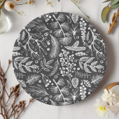 Assiettes En Carton Botanique Noël Foliage Pine Berries Motif