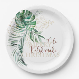 Assiettes En Carton Botanique tropicale Mele Kalikimaka   Personnalisé