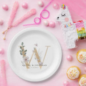 Assiettes En Carton Botanique Verdure Or Mariage Plaque en papier (Fête)