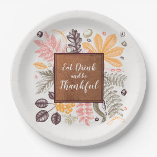 Assiettes En Carton Botaniques de Thanksgiving d'automne