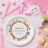 Assiettes En Carton Botaniques en fleurs Fête des mariées verte orange (Fête)