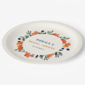 Assiettes En Carton Botaniques en fleurs Fête des mariées verte orange (Angle)